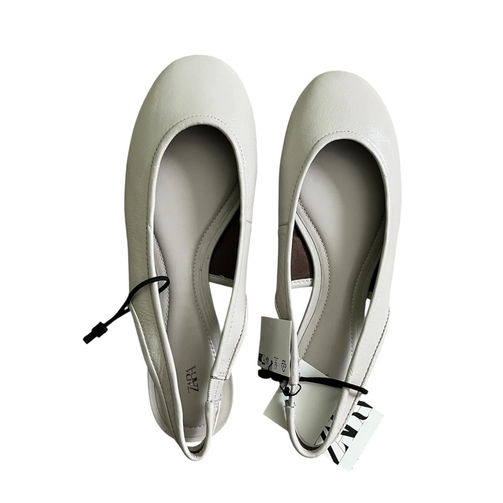 Zara Leather Slingback Ballet Flats White | Eco-Friendly | Sheep Leather Size 8 - Picture 8 of 9